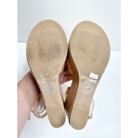 Chinese Laundry Wedge Sandals Womens Size 7 Pink Ankle Strap Open Toe - Picture 9 of 9